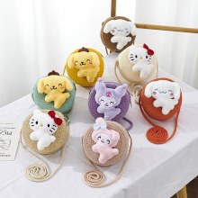 夏の新しい子供用バッグ斜めストロー小さなラウンドバッグ小銭入れ女性旅行男の子と女の子かわいい小さなクロスバッグ