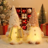 2024 クリスマス新しいスパンコール付きぬいぐるみ顔のない人形ライトと光るルドルフ人形窓装飾付き