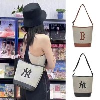 韓国 mlb キャンバスバケットバッグシングルショルダークロスボディバッグクラシック刺繍ニューヨークライト高級トレンディブランドライト通勤オールマッチバッグ