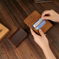 クレイジーホースレザー スモールカードホルダー カードホルダー 本革 ミニスナップ 小型コイン小銭入れ 男女兼用 クレジットカード 牛革 名刺入れ
