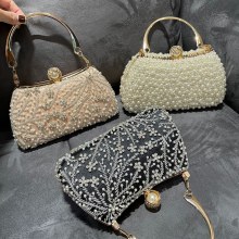 ヨーロッパとアメリカのレトロな重工業手作りビーズ刺繍パールビーズラインストーンポータブル結婚式チャイナドレス女性の宴会ディナーバッグ