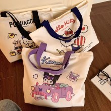 漫画の大容量キャンバスプリントショッピングバッグワンショルダー学生本収納