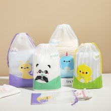 PE マット漫画かわいい巾着ポケット服靴旅行収納袋透明プラスチック包装袋