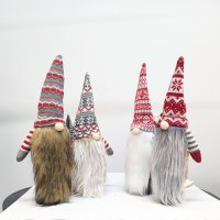 新しいクリスマス装飾ヨーロッパとアメリカのスタイルのニット顔のない老人長いひげワインボトルキャップワインボトルカバーホームホリデー