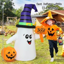 ハロウィーンインフレータブルおもちゃ5フィートかわいいゴーストカボチャライトフェスティバル屋外中庭の装飾装飾品