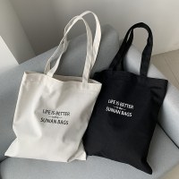夏のシンプルな手紙ポータブルキャンバスバッグジッパーショルダーバッグカジュアル布バッグスナックショッピングコンピュータスクールバッグバッグ女性のための