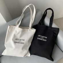 夏のシンプルな手紙ポータブルキャンバスバッグジッパーショルダーバッグカジュアル布バッグスナックショッピングコンピュータスクールバッグバッグ女性のための