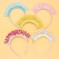 新しいグリッターゴールドワイヤー誕生日ヘッドバンド英語の文字ハッピーバースデーヘッドバンドパーティーの雰囲気の装飾帽子