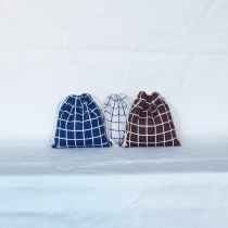 プリントコットンとリネンのストレージ卸売巾着ティーギフトキャンディ包装袋調達小さなチェック柄