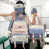 かわいいランドセル バックパック女の子イン 5 点セット バックパック女性和菓子女の子補習キャンパス バックパック