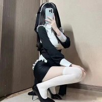 修道女ドレスセクシーなハイスリットスリムフィットDouyin女装制服ハロウィンcos衣装