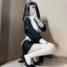修道女ドレスセクシーなハイスリットスリムフィットDouyin女装制服ハロウィンcos衣装