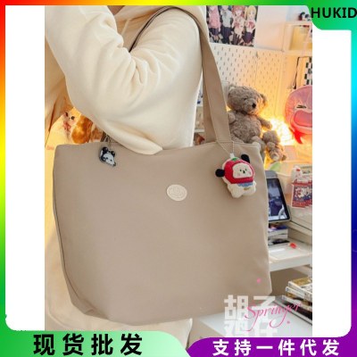 ソリッドカラーカジュアル多用途ガールズショルダーバッグ女性韓国スタイル大容量学生ポータブルクラス通勤トートバッグ