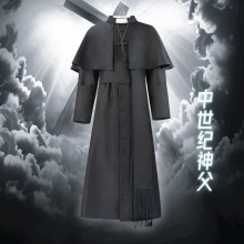 中世の司祭 cos 衣装ゴッドファーザースーツハロウィン司祭コスプレロールプレイ衣装