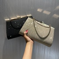 新しいプリーツ光沢のあるディナーバッグハンドバッグ携帯電話バッグ女性宴会バッグチャイナドレスバッグKTVプリンセスバッグ