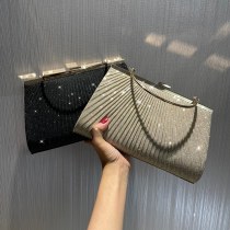 新しいプリーツ光沢のあるディナーバッグハンドバッグ携帯電話バッグ女性宴会バッグチャイナドレスバッグKTVプリンセスバッグ
