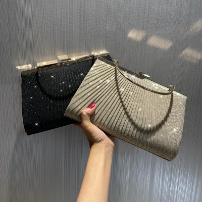 新しいプリーツ光沢のあるディナーバッグハンドバッグ携帯電話バッグ女性宴会バッグチャイナドレスバッグKTVプリンセスバッグ