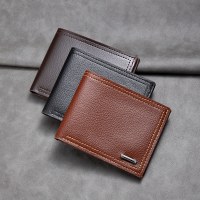 新しい pu レザーメンズ財布、ショートレトロコインクリップ、大容量シンプルなメンズカードバッグ卸売