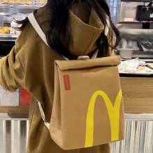 ハンバーガー紙袋バックパック 2023 新大容量キャンパスリュックサック女子大生クラスバッグ