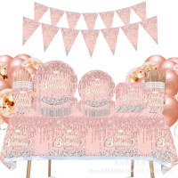 ピンクダイヤモンド 誕生日パーティー用品 紙皿 紙コップ ティッシュペーパー ライスクリスピーボックス テーブルクロス ペナント 食器 カップ ナイフとフォーク