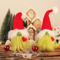 新しいクリスマス装飾用品クリスマス赤愛顔のない人形装飾品緑のひげドワーフ人形