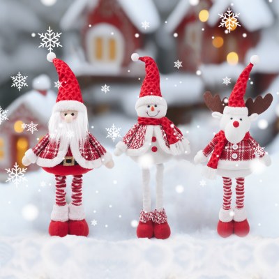 新しいクリスマス人形クリスマス装飾雪だるま伸縮人形ニットヘラジカ人形ウィンドウシーンの装飾