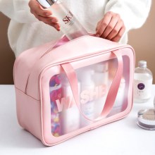 化粧品収納バッグ、旅行用化粧品バッグ、大容量、ポータブル、多機能、防水PVC収納トイレタリーバッグ