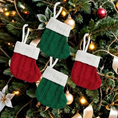 新しいクリスマスニットソックスキャンディギフトバッグテーブルナイフとフォークカバークリスマスツリーペンダント装飾用品