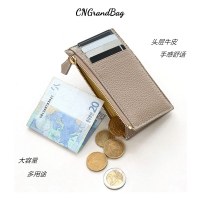 ファッショナブルでシンプルな和風韓国風マルチカードスロットカードホルダーレディース一層牛革IDバッグソフトレザージッパー小銭入れ