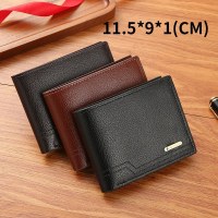 新しいメンズ財布、メンズショートウォレット、ファッショナブルでカジュアル、ライチパターンのソフトレザーウォレット、複数のカードスロット、大容量の小さな財布