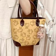 女性用バッグ 2024 スプライシングハンドバッグ PU 多用途通勤トートバッグ バケットバッグ