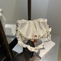 新しいフレンチビーズチェーンハンドバッグ2024プリーツ脇の下バッグ多用途ショルダークロスボディバッグ