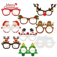 大人と子供用の9つの3Dクリスマスグラス、クリスマスパーティーアレンジメント、写真小道具、雪だるまマスク、クリスマスグラス