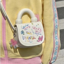 ミニ かわいい漫画落書きバッグ女性の 2023 春夏新韓国スタイル学生クロスボディバッグトートバッグ