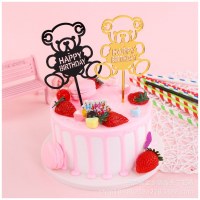 アクリルケーキインサート卸売誕生日パーティー装飾用品漫画クマクリエイティブカラフルな焼き食品インサート