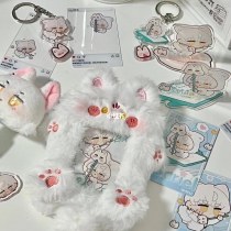 ぬいぐるみキツネカードホルダー、かわいい学生バスインスタントミールカードアイドルフォトカードディスプレイペンダント