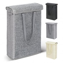 蓋付き45Lランドリーバスケット、細いストリップ、取り外し可能なポータブル汚れた衣類バスケット、寝室の衣類とおもちゃの整理と収納バスケット