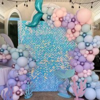 風パネルブラックシルバーレッドスパンコールミラースクエア誕生日パーティーグリッター風ガセット背景壁装飾