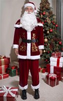 サンタクロース服のクリスマスのふりをするクリスマスサーバーゴールデンベルベット印刷された大きなサイズの男性