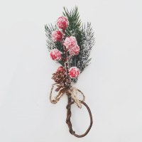 新しいクリスマス松ぼっくり松葉ナプキンリングナプキンリング模擬植物フルーツナプキンバックルクリスマスブーケアクセサリー