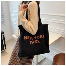 ニット文字レトロウールバッグ多用途大容量トートバッグショッピングバッグショルダーバッグ女性