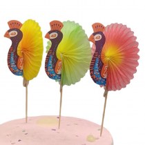 ケーキベーキングデコレーションカードインサートクジャクサイン傘サインフラミンゴパイナップルハニカム