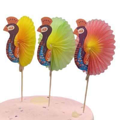 ケーキベーキングデコレーションカードインサートクジャクサイン傘サインフラミンゴパイナップルハニカム