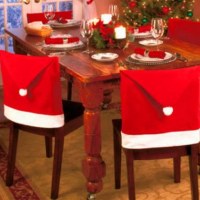 赤い不織布クリスマス椅子カバークリスマステーブル装飾サンタ帽子ソフトタッチ 65 グラム