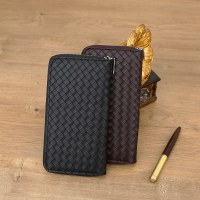 シンプルな織り柄財布 メンズ財布 ロングユース ファスナーウォレット 織り柄 ハンドバッグ トレンド