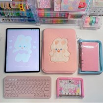 韓国レーヨンインナー刺繍リボンかわいいウサギの ipad タブレット収納袋インコンピュータバッグ