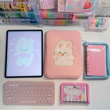 韓国レーヨンインナー刺繍リボンかわいいウサギの ipad タブレット収納袋インコンピュータバッグ