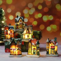 クリスマス新しいクリスマス装飾樹脂の小さな家マイクロ風景樹脂の家小さな装飾品クリスマスギフト