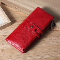 第一層本革男性と女性の財布ヨーロッパとアメリカの長牛革財布財布 Rfid 盗難防止ブラシハンド財布