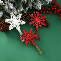 クリスマスツリートップスノーフレーククリスマス装飾プラスチック中空赤いスノーフレーク装飾クリスマスツリーお祭り雰囲気の装飾